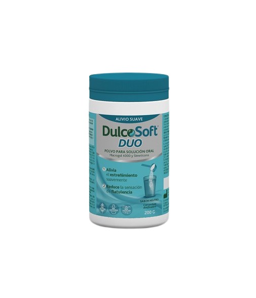DulcoSoft Duo Macrogol 4000 y Simeticona Sabor Neutro Frasco 200g + Cuchara Medidora