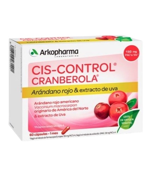 Arkopharma Cis-Control Cranberola Arándano Rojo y Extracto de Uva 60 Cápsulas