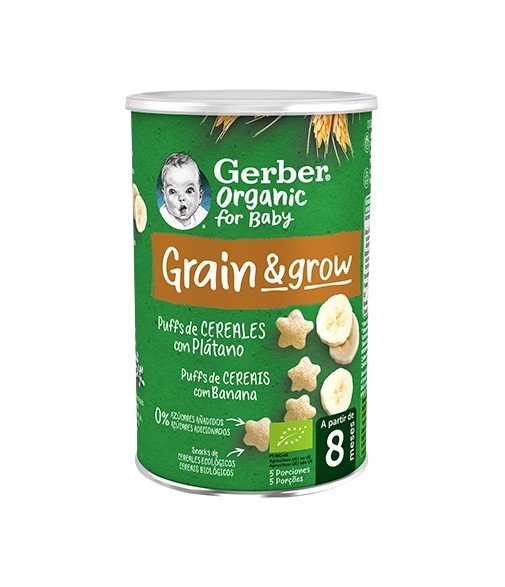 Gerber Organic Puffs Cereales Con Plátano 35 gramos