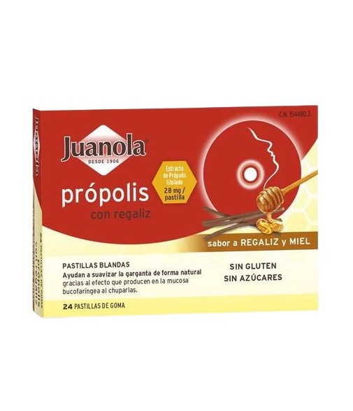 Juanola Propolis Soft Pastilles with Licorice and Honey 24 Pastilles
