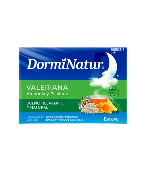 DormiNatur Sueño Relajante Natural 30 Comprimidos Infuisonable o Vía Oral Sabor Menta Limón