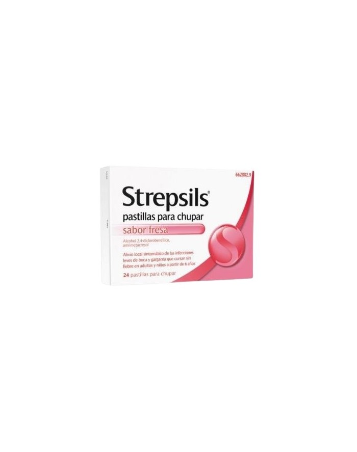 STREPSILS PASTILLAS PARA CHUPAR SABOR FRESA, 24 pastillas