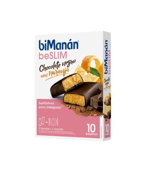 Bimanán beSLIM Barritas Sustitutivas de Chocolate Negro con Naranja 10 unidades