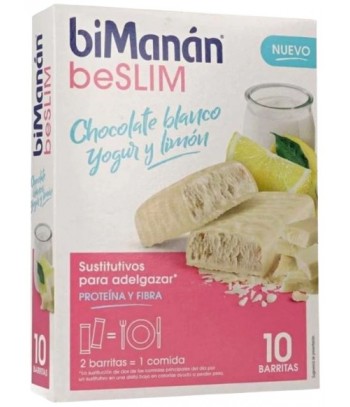 Bimanán beSLIM Barrita Sustitutiva Sabor Chocolate Blanco, Yogur y Limón 10 unidades