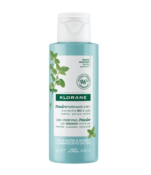 Klorane Polvo Purificante 3 en 1 a la Menta y Arcilla Piel Mixta-Grasa 50 gramos