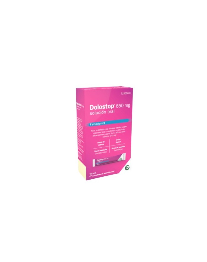 Dolostop Paracetamol 650 mg 10 Sobres Solución Oral