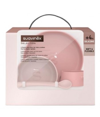Suavinex Vajilla Infantil Silicona Soft Colour Rosa +4 m