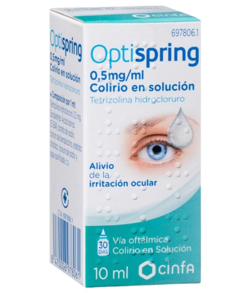 Optispring 0.5 mg/ml Tetrizolina Hidrocloruro Colirio 10 ml