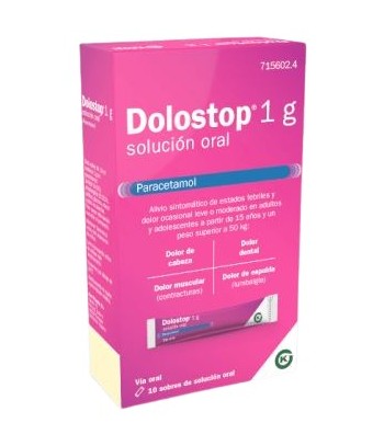 Dolostop Paracetamol 1g 10 Sobres de Solución Oral