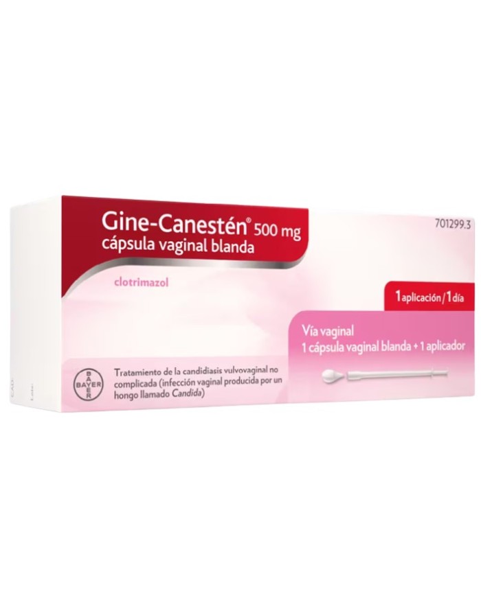 GINE-CANESTEN 500 MG CAPSULA VAGINAL BLANDA , 1 CAPSULA VAGINAL BLANDA + 1 APLICADOR