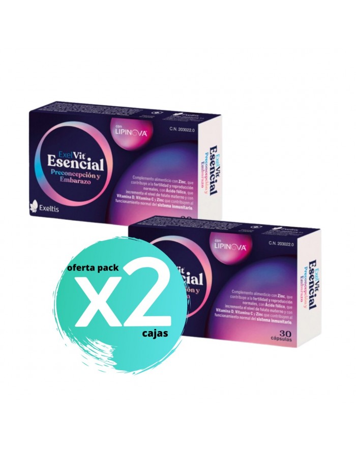 Pack doble ExelVit Esencial Preconcepción y Embarazo 30 Cápsulas - Farmaten
