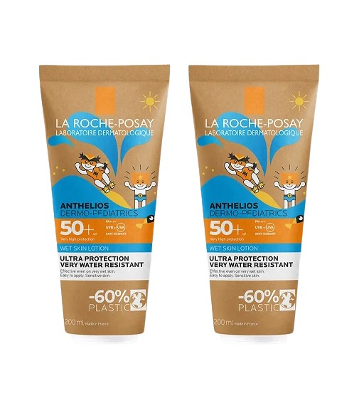La Roche Posay Anthelios Dermo-Pediatrics Loción Wet Skin SPF50+ Ultra Protección 2x200 ml
