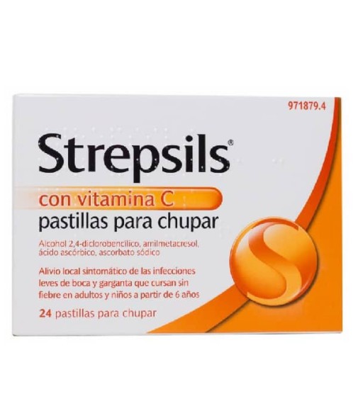STREPSILS CON VITAMINA C PASTILLAS PARA CHUPAR, 24 pastillas