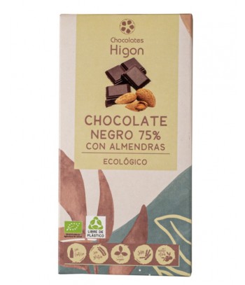 Chocolate Negro y Almendras 75% 100 gr Chocolates Higon