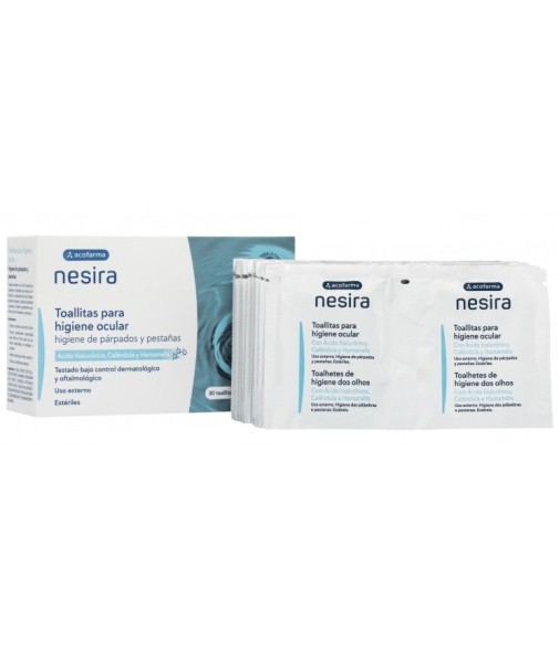 Acofar NesiraToallitas para Higiene de párpados y Pestañas 30 Toallitas Estériles Monodosis