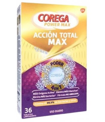 Corega Power Max Acción Total Max 4 en 1 Uso Diario 36 Tabletas