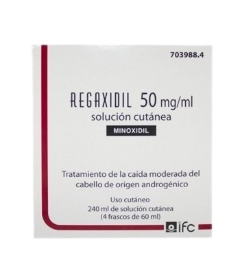 Regaxidil Solución Cutánea 50 mg/ml 4 Frascos 60 ml