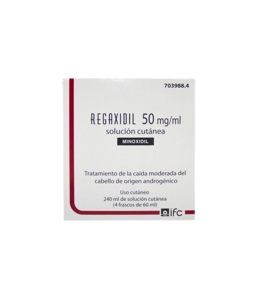 Regaxidil Solución Cutánea 50 mg/ml 4 Frascos 60 ml