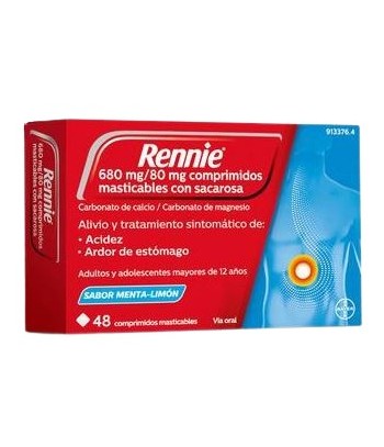 Rennie Comprimidos Masticables Con Sacarosa 48 Comprimidos
