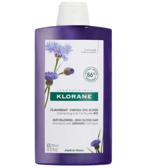 Klorane Champú a la Centaurea Antiamarilleo Cabellos Blancos o Grises 400 ml