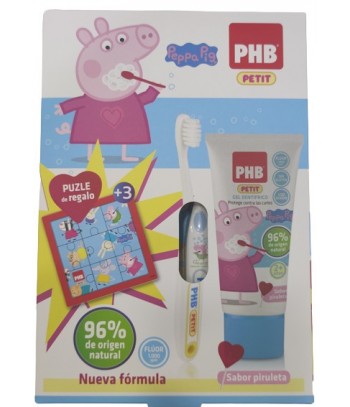 PHB Pack Petit Pepa Pig Gel Dentífrico Sabor Piruleta (+2años) + Cepillo Dental (+2años) + Regalo