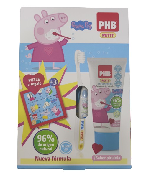 PHB Pack Petit Pepa Pig Gel Dentífrico Sabor Piruleta (+2años) + Cepillo Dental (+2años) + Regalo 