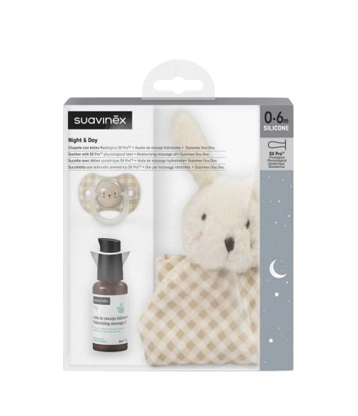 Suavinex Night & Day Set SX Pro Silicone Pacifier 0-6 m + Moisturizing Massage Oil 30 ml + Dou Dou