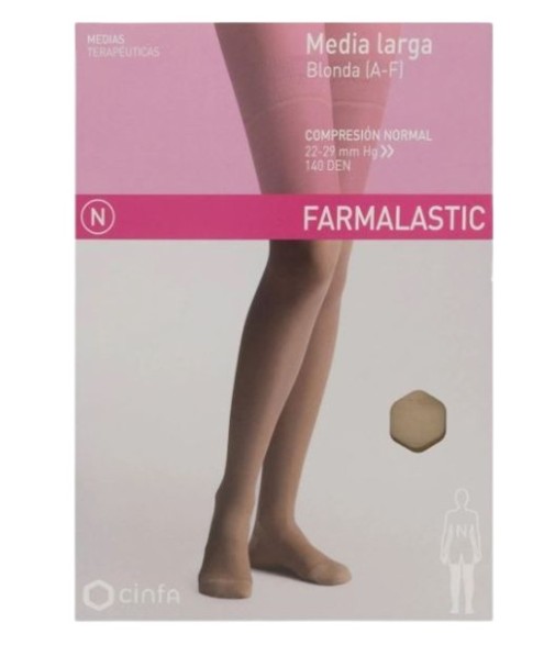 Farmalastic Compresión Normal Media Larga con Blonda Camel Talla Extra Grande