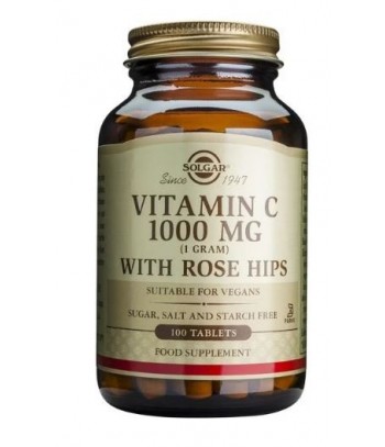 Solgar Rose Hips C 1000 mg Vitamina C con Escaramujo 100 comprimidos