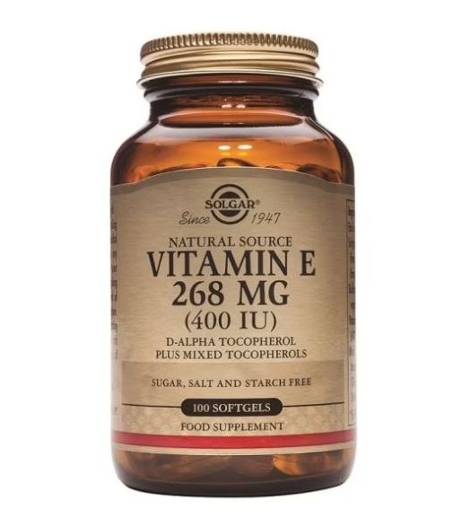 Solgar Vitamina E 268 mg (400 UI) D-Alfa Tocoferol y Mezcla de Tocoferoles 100 Cápsulas Blandas