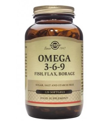 Solgar Omega 3-6-9 Aceites de Pescado, Lino y Borraja 120 Cápsulas Blandas