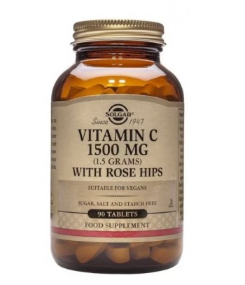 Solgar Rose Hips C 1500 mg Vitamina C con Escaramujo 90 comprimidos