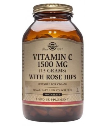 Solgar Rose Hips C 1500 mg Vitamina C con Escaramujo180 comprimidos