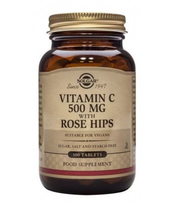 Solgar Rose Hips C 500 mg Vitamina C con Escaramujo 100 comprimidos