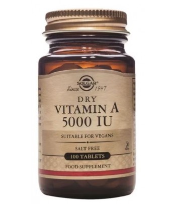 Solgar Vitamina A Seca 5000 UI 100 comprimidos