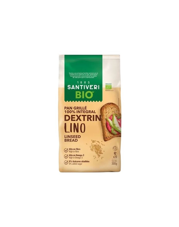 Santiveri Pan Dextrin Grillé Tostadas Lino BIO 240 g 16 Unidades