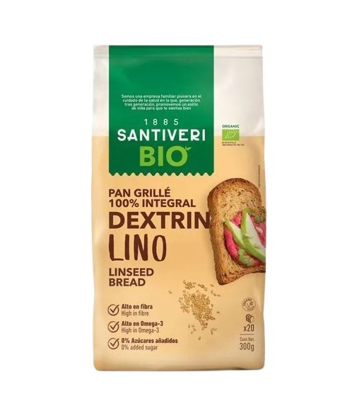 Santiveri Pan Dextrin Grillé Tostadas Lino BIO 240 g 16 Unidades
