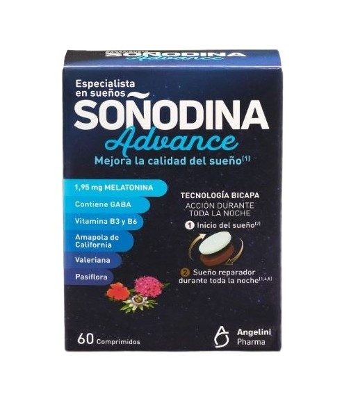 Soñodina Melatonina Bicapa con GABA Sueño 60 Comprimidos Bicapa