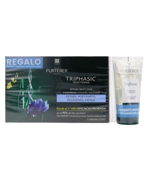 René Furterer Triphasic Reactional Anti-Hair Loss Treatment Stress, Postpartum, Fatigue 12 Ampoules