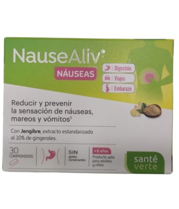 NauseAliv Náuseas Digestión Viajes y Embarazo 30 Comprimidos