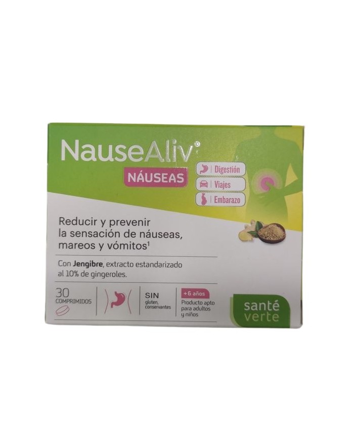 NauseAliv Náuseas Digestión Viajes y Embarazo 30 Comprimidos