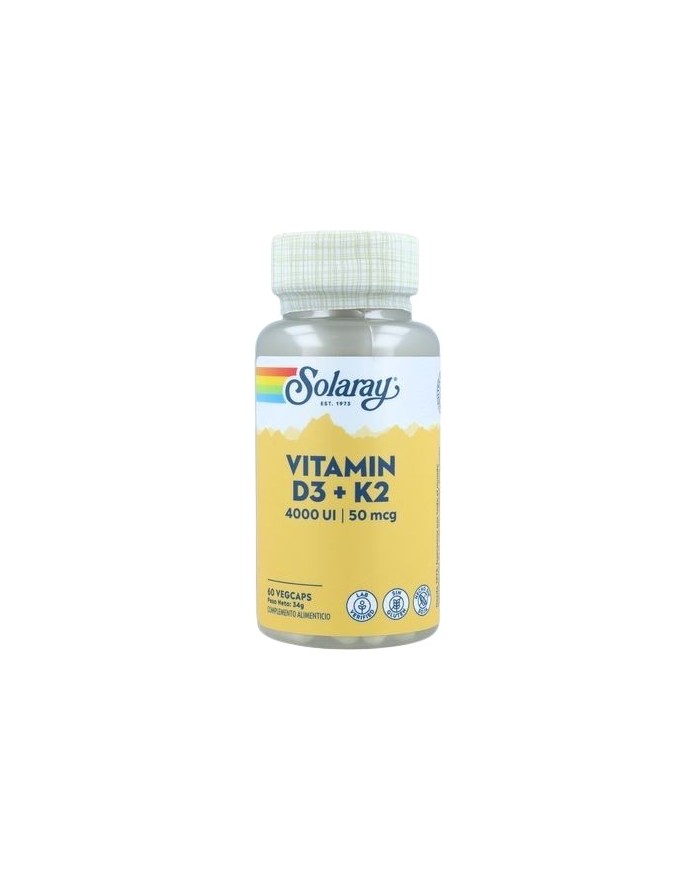 Solaray Vitamin D3+ K2 4000 UI 50 mcg 60 Cápsulas Vegetales