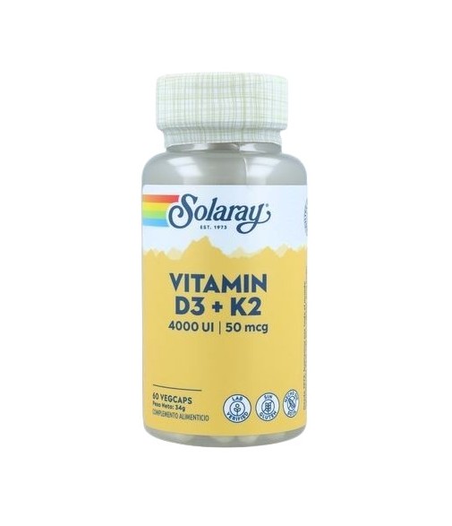 Solaray Vitamin D3+ K2 4000 UI 50 mcg 60 Cápsulas Vegetales