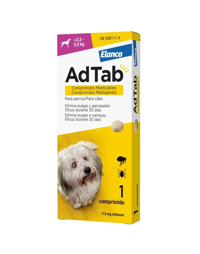 Elanco AdTab 112 mg Dog 2.5-5.5 Kg 1 Chewable Tablet