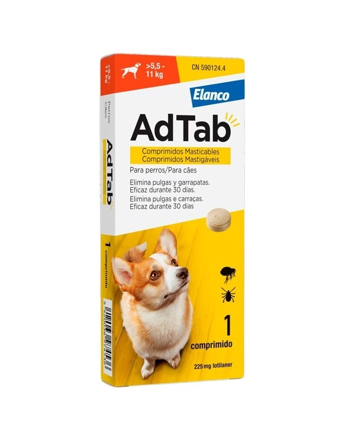 Elanco AdTab 225 mg Perro 5,5-11 Kg 1 Comprimido Masticable