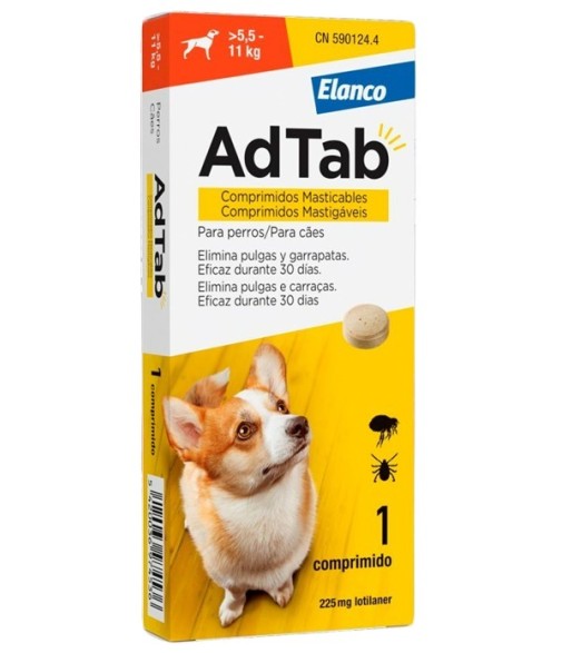 Elanco AdTab 225 mg Perro 5,5-11 Kg 1 Comprimido Masticable