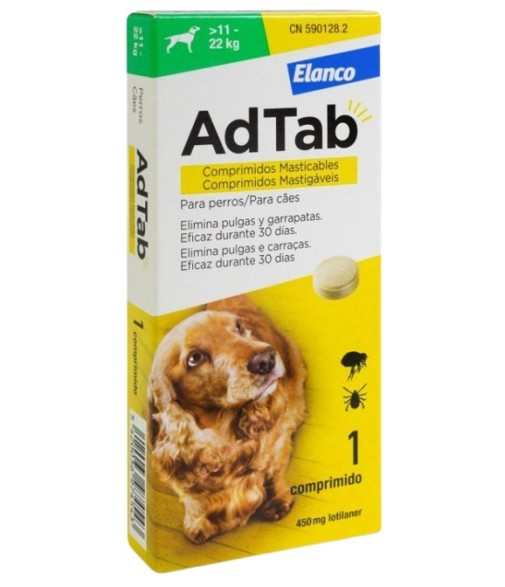 Elanco AdTab 450 mg Perro 11-22 Kg 1 Comprimido Masticable