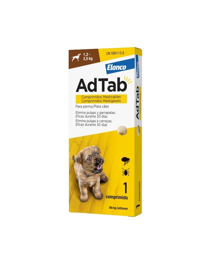 Elanco AdTab 56 mg Perro 1,3-2,5 Kg 1 Comprimido Masticable