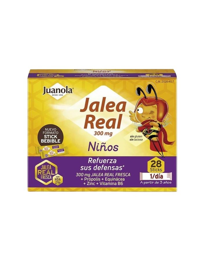 Juanola Royal Jelly 300 mg Children Strengthens their Defenses 28 Sticks of 10 ml Sweet Fruit Flavor