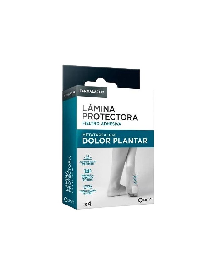Farmalastic Lámina Protectora Fieltro Adhesiva Metatarsalgia Dolor Plantar Talla Única 4 unidades